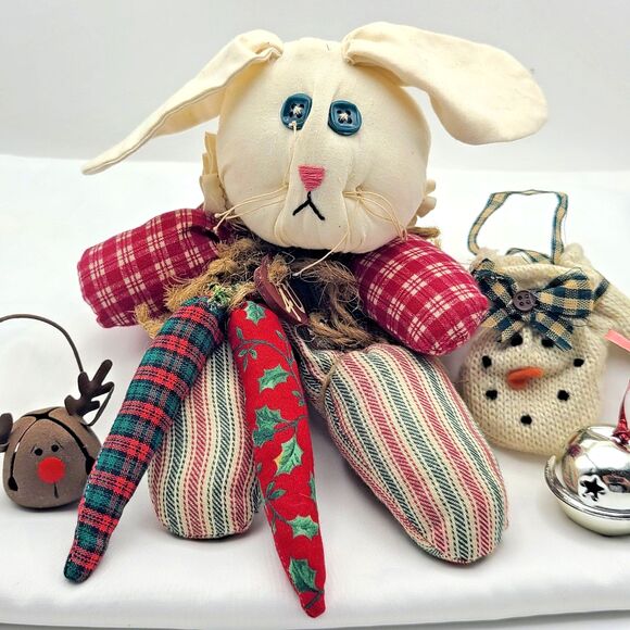 Vintage Christmas Primitive Decorations Handmade Doll Rustic Ornaments Folk Art - Picture 2 of 13